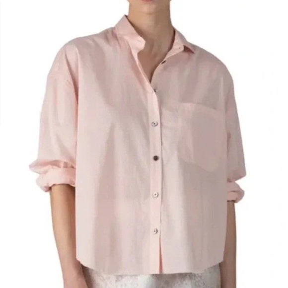 ATM Anthony Thomas Melillo Crosshatch Cotton Button-Down Shirt LARGE Pink Raw - Picture 1 of 11